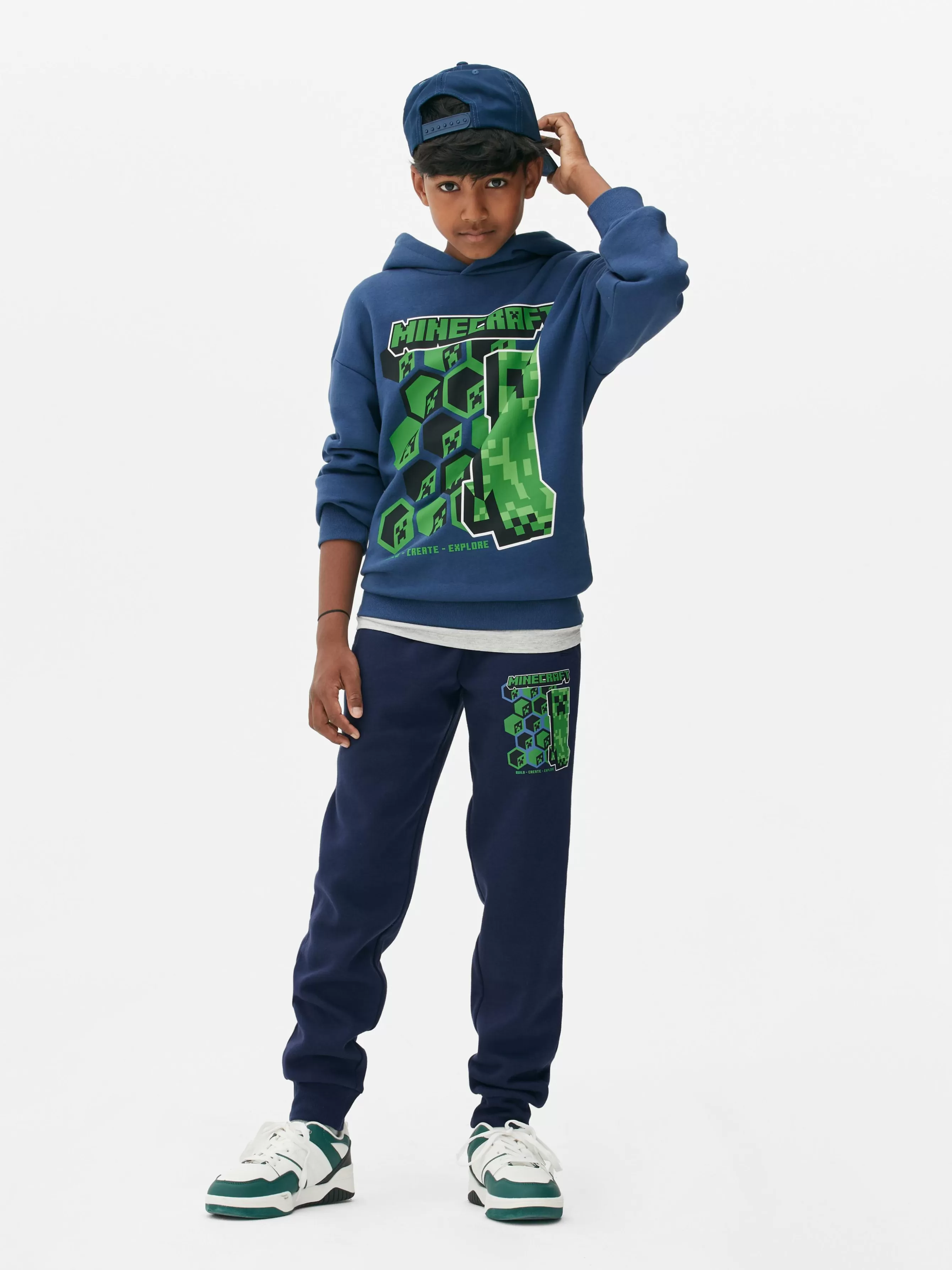 Cheap Primark Bas De Jogging à Cordon De Serrage Minecraft Bleu marine