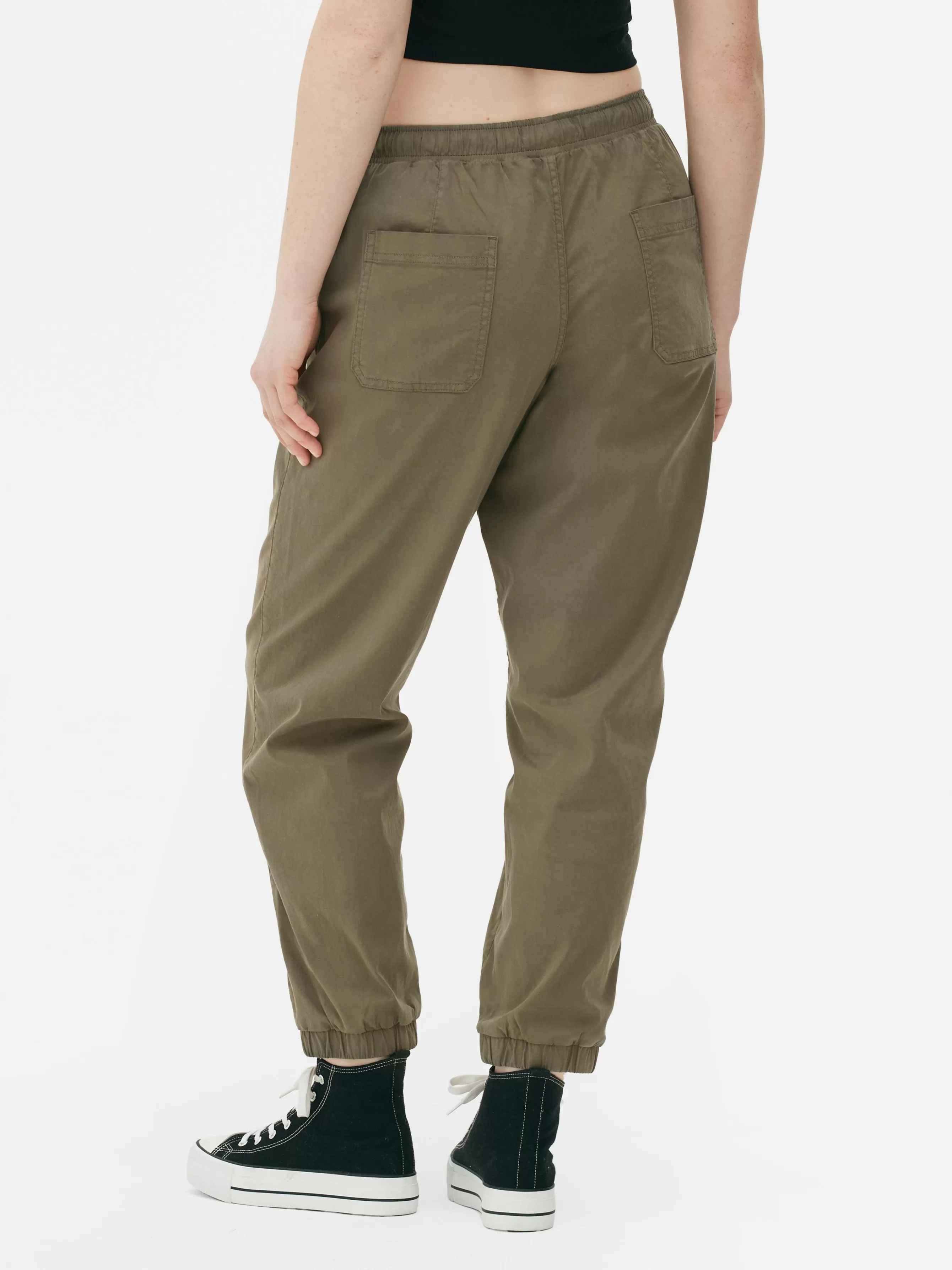 Best Sale Primark Bas De Jogging à Revers Et Cordon De Serrage Kaki