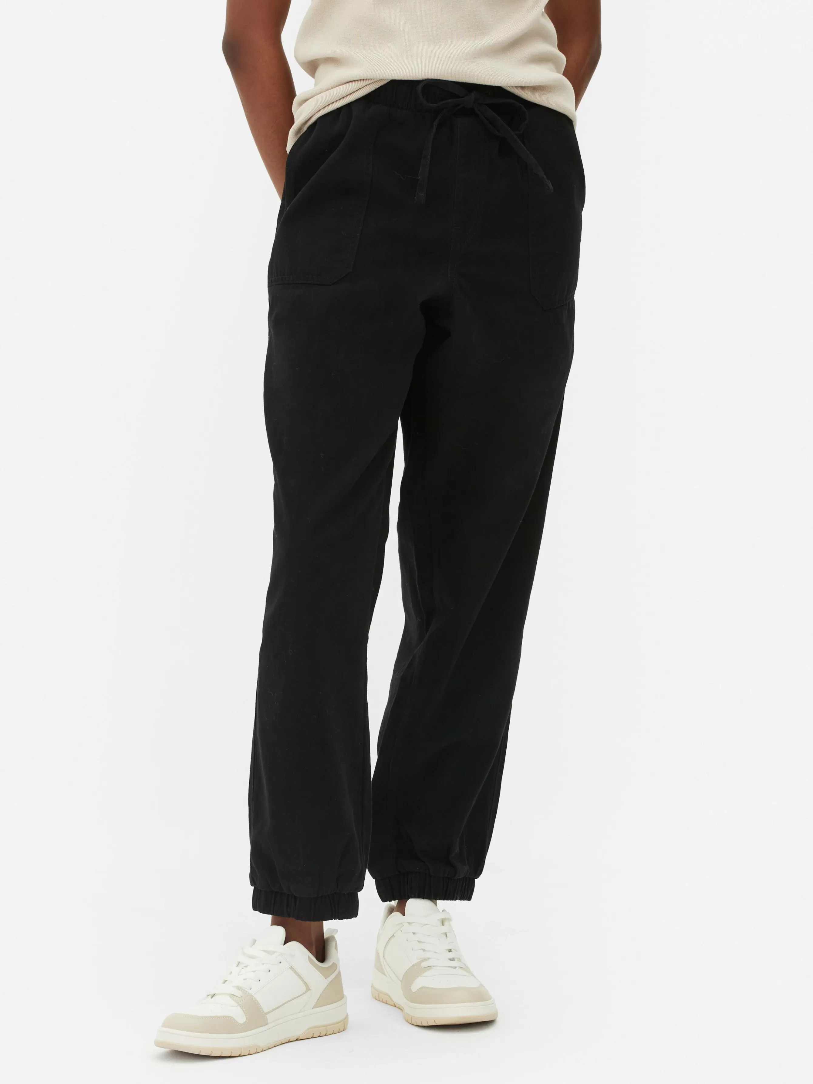 Cheap Primark Bas De Jogging En Denim Avec Cordon De Serrage Noir