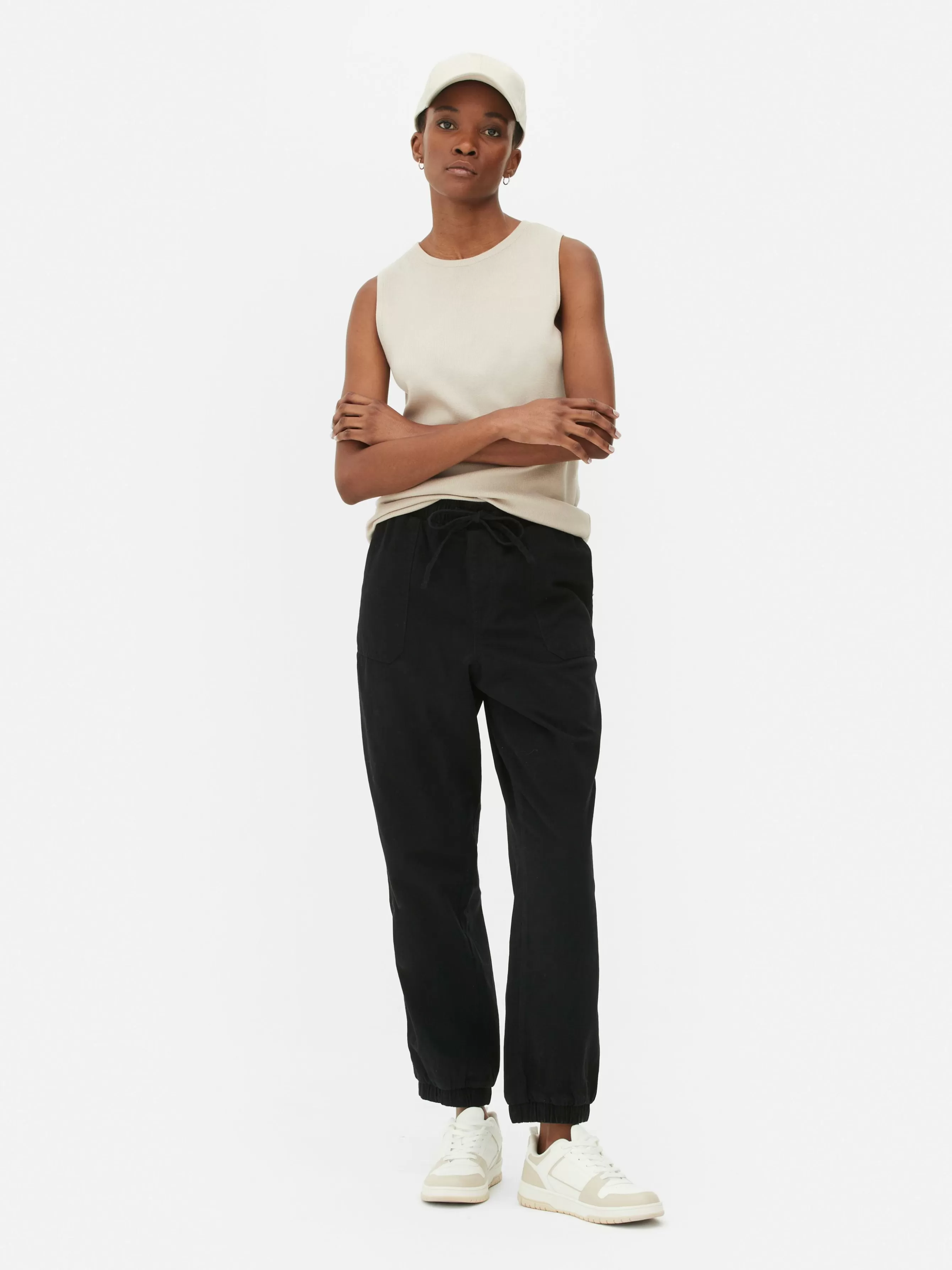 Cheap Primark Bas De Jogging En Denim Avec Cordon De Serrage Noir