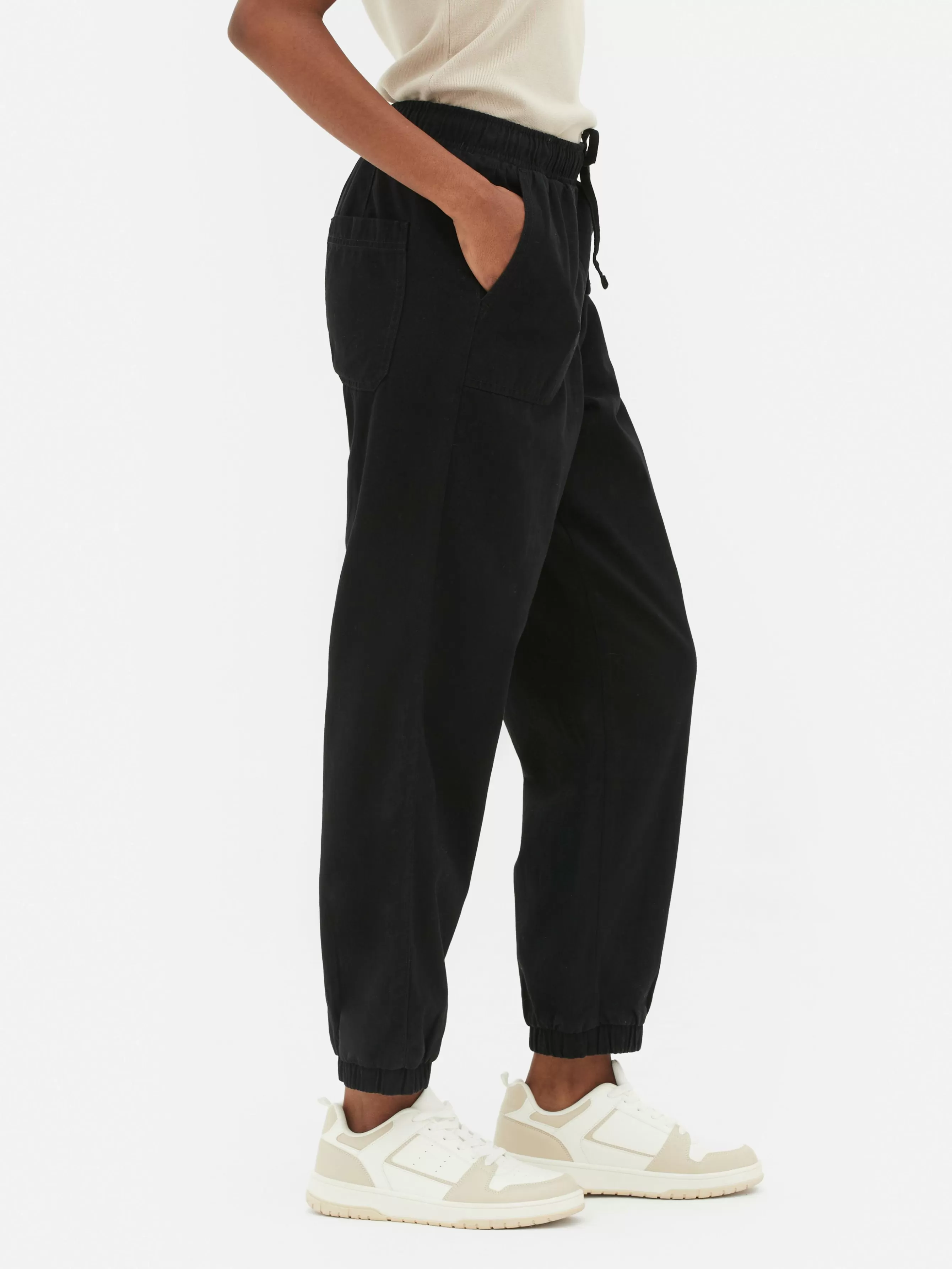 Cheap Primark Bas De Jogging En Denim Avec Cordon De Serrage Noir