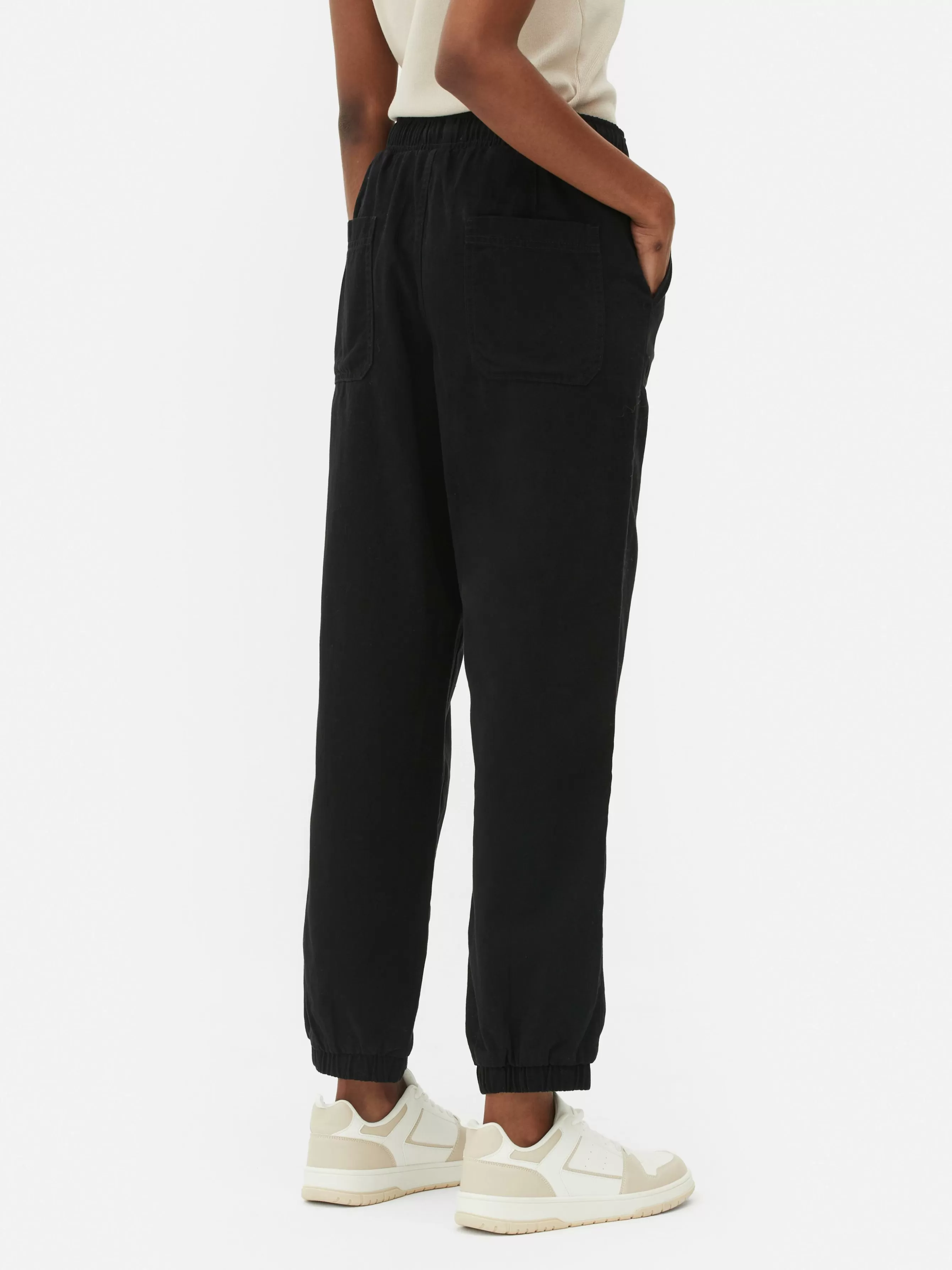 Cheap Primark Bas De Jogging En Denim Avec Cordon De Serrage Noir