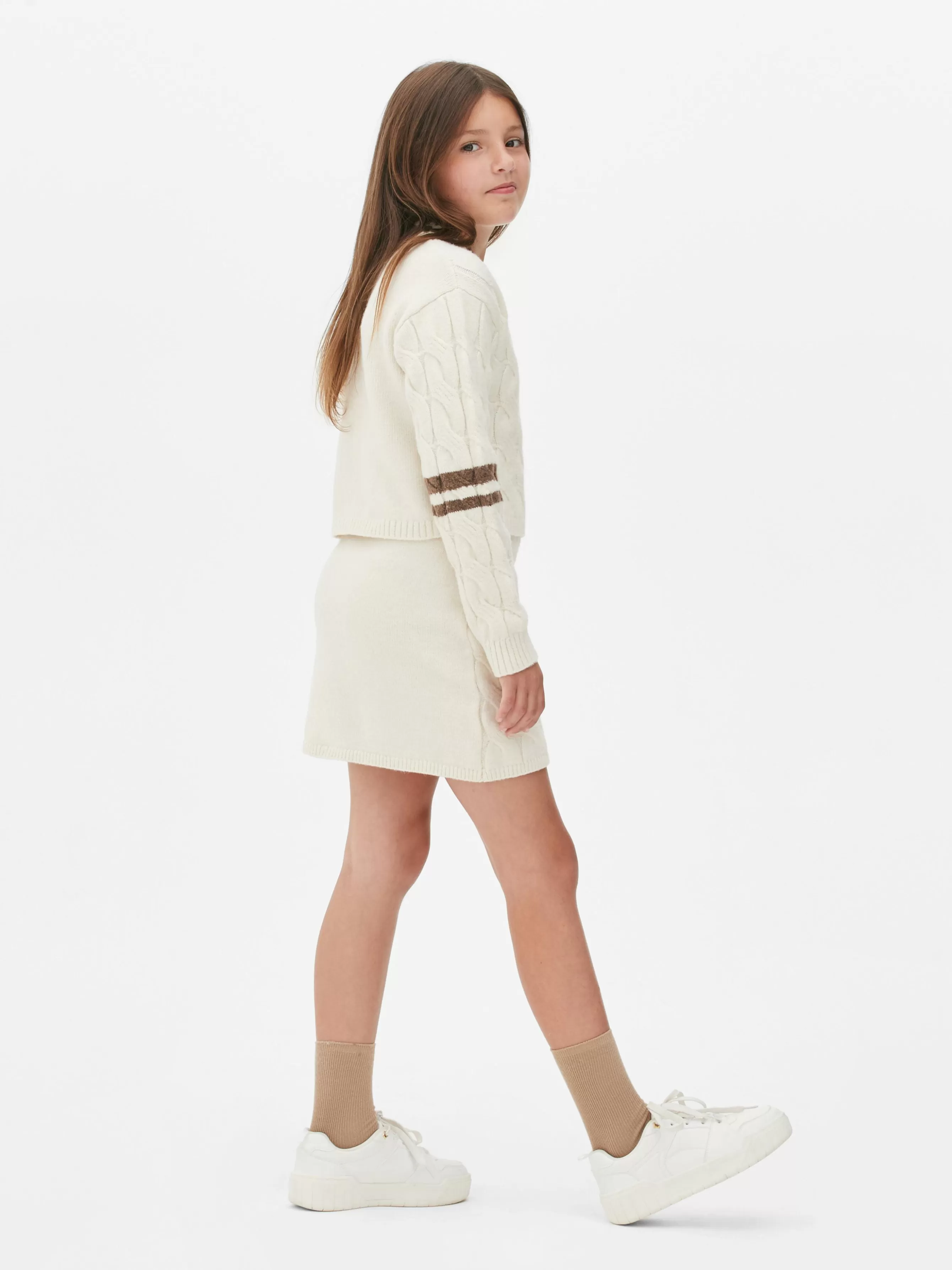 Store Primark Ensemble Coordonné Pull Et Jupe En Maille Torsadée Écru