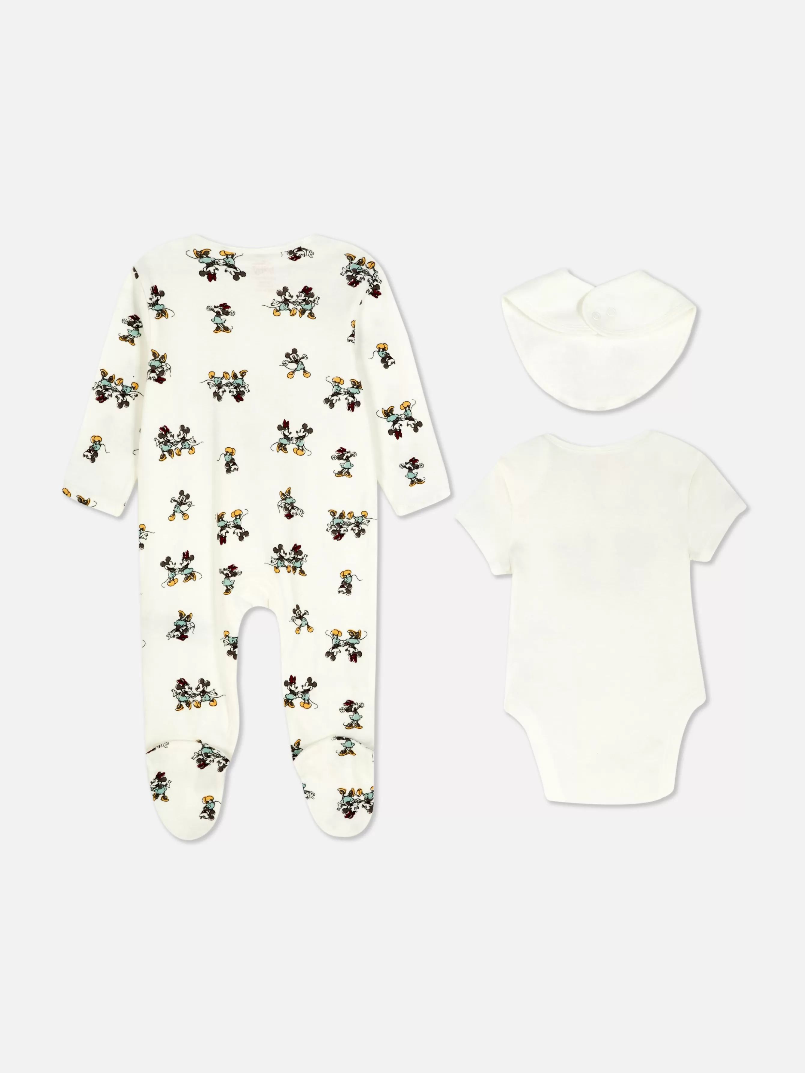 Clearance Primark Grenouillère, Body Et Bavoir Disney Mickey Mouse Et Minnie Mouse Ivoire