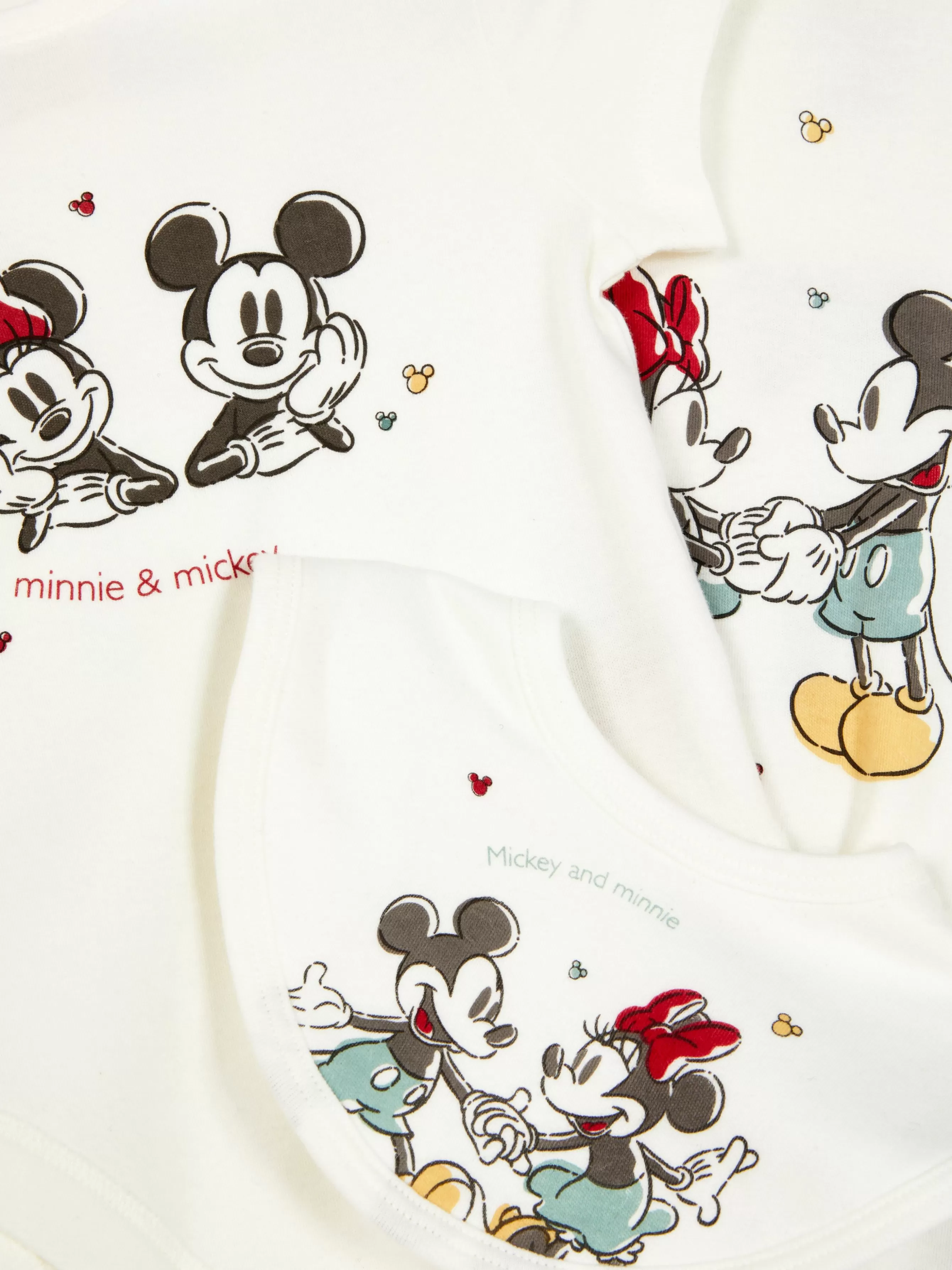 Clearance Primark Grenouillère, Body Et Bavoir Disney Mickey Mouse Et Minnie Mouse Ivoire