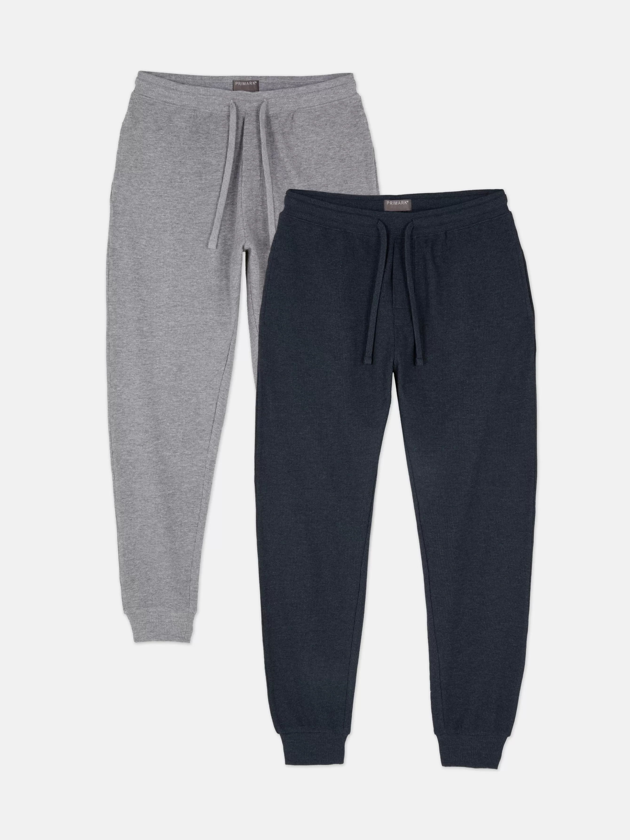 Shop Primark Lot De 2 Bas De Pyjama Resserrés Aux Chevilles à Texture Gaufrée Gris chiné