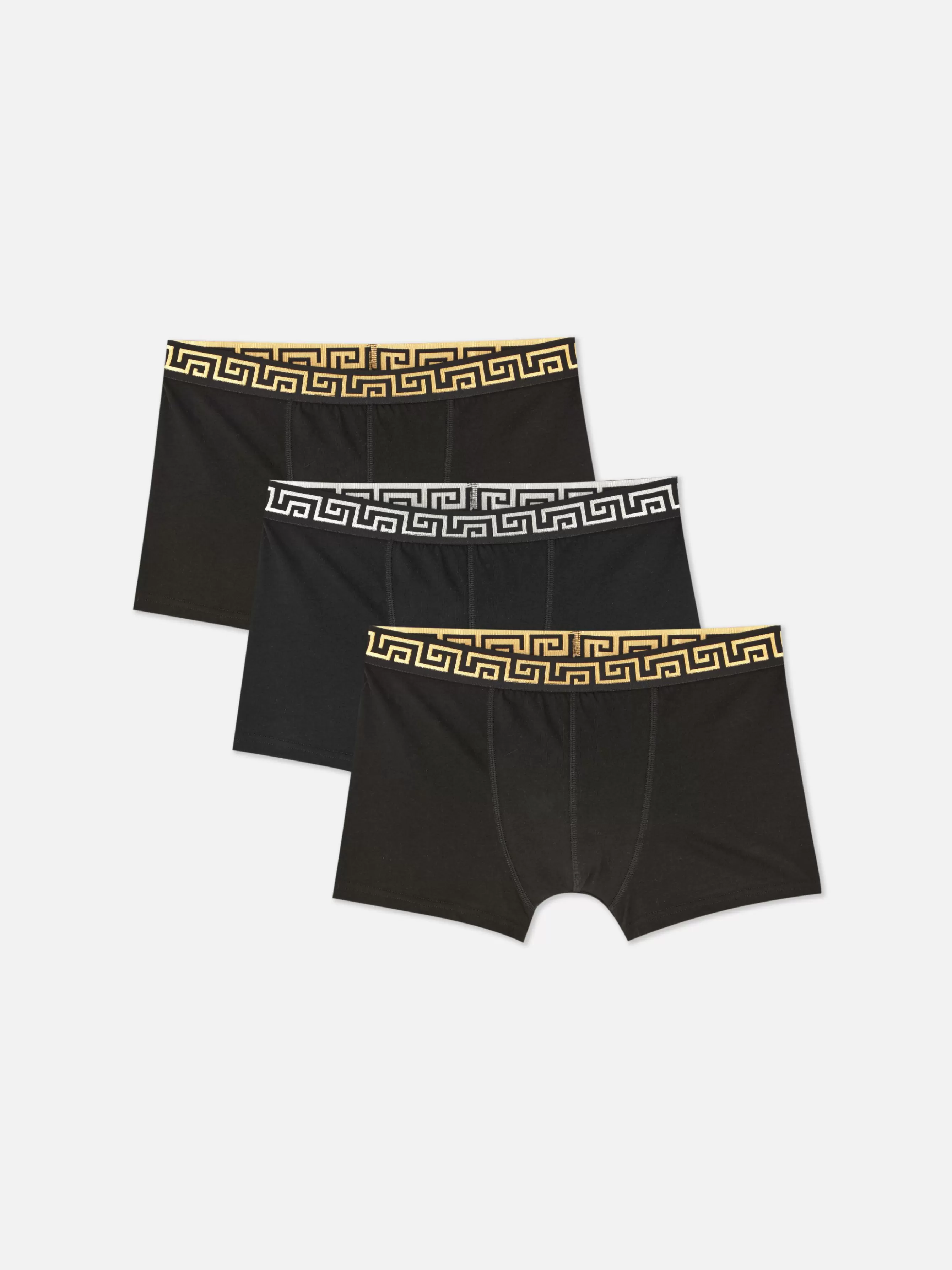 New Primark Lot De 3 Caleçons Avec Motif Clé Grecque à La Taille Noir