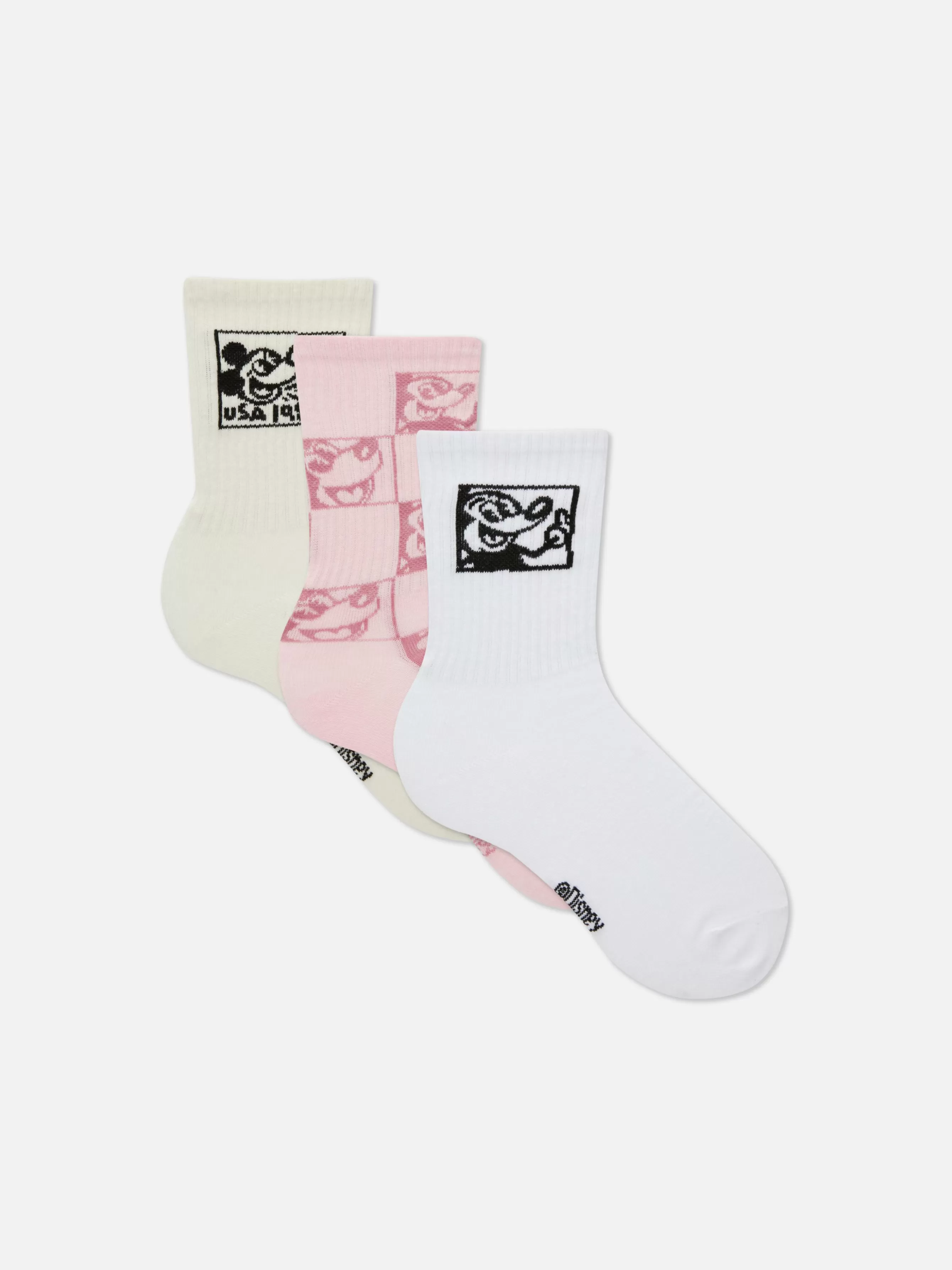 Sale Primark Lot De 3 Paires De Chaussettes Disney Mickey Mouse X Keith Haring Rouge