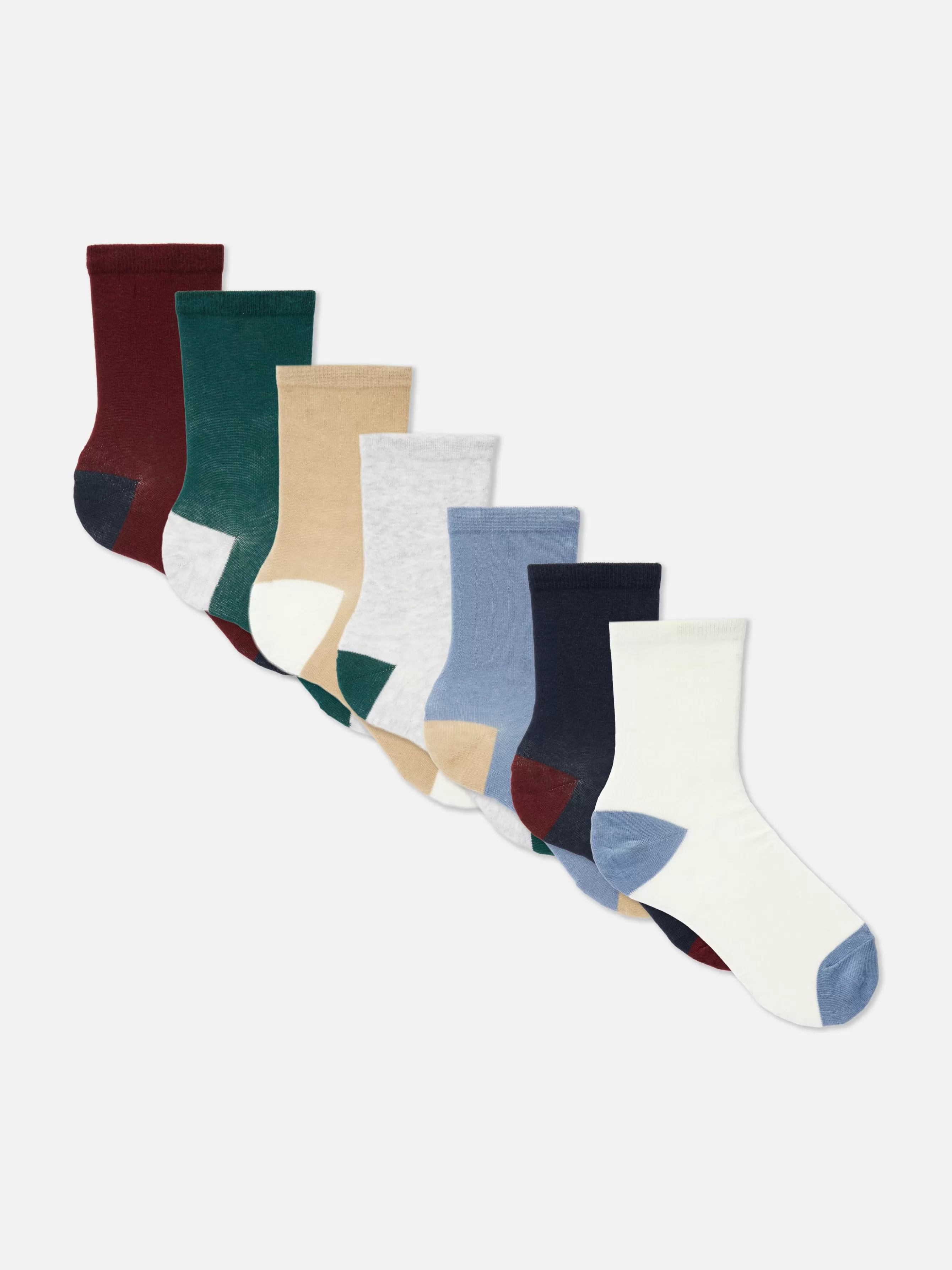 Shop Primark Lot De 7 Paires De Socquettes Color Block Multicolore
