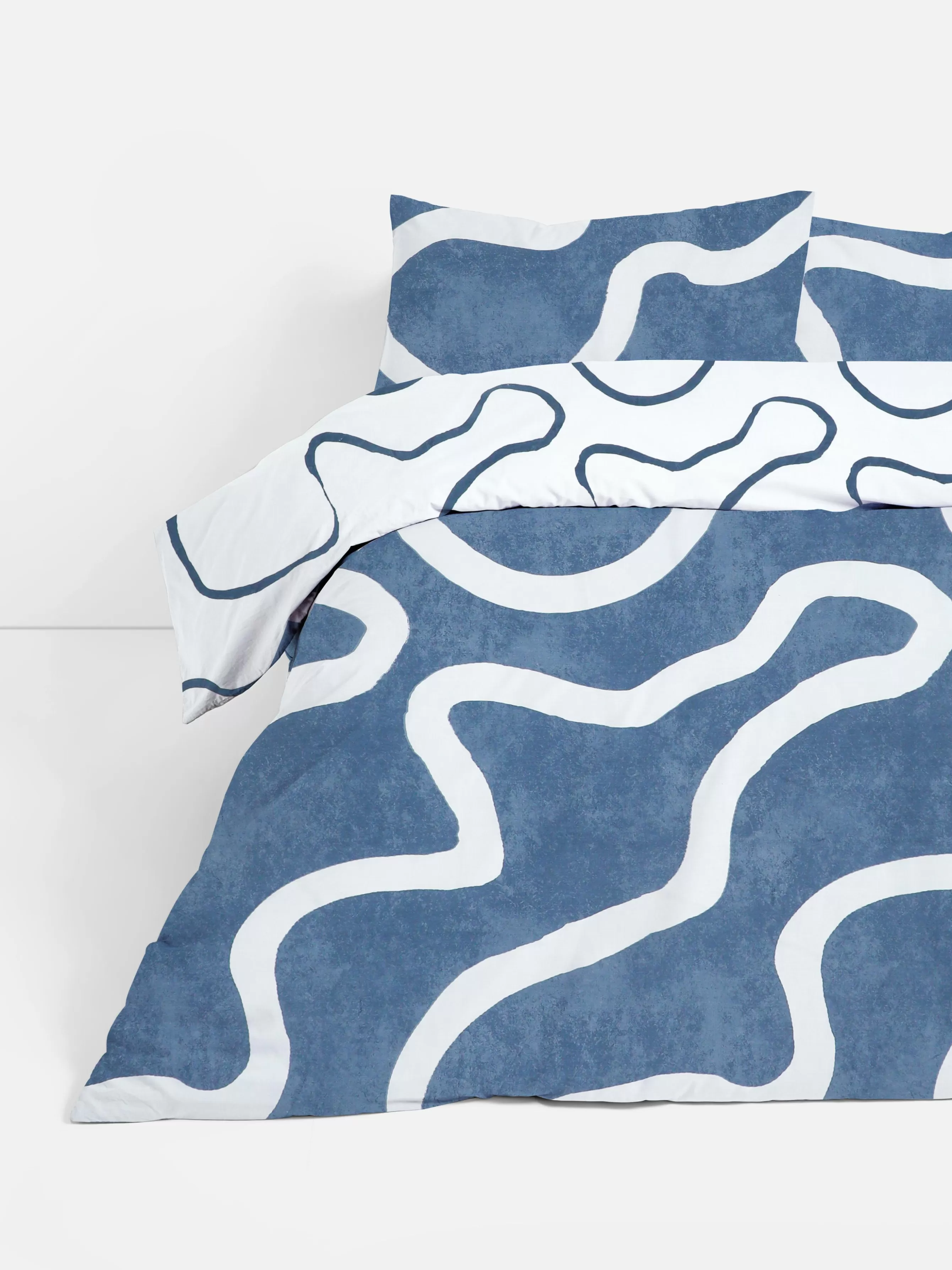 Cheap Primark Parure De Lit King Size à Motif Ondulé Bleu marine