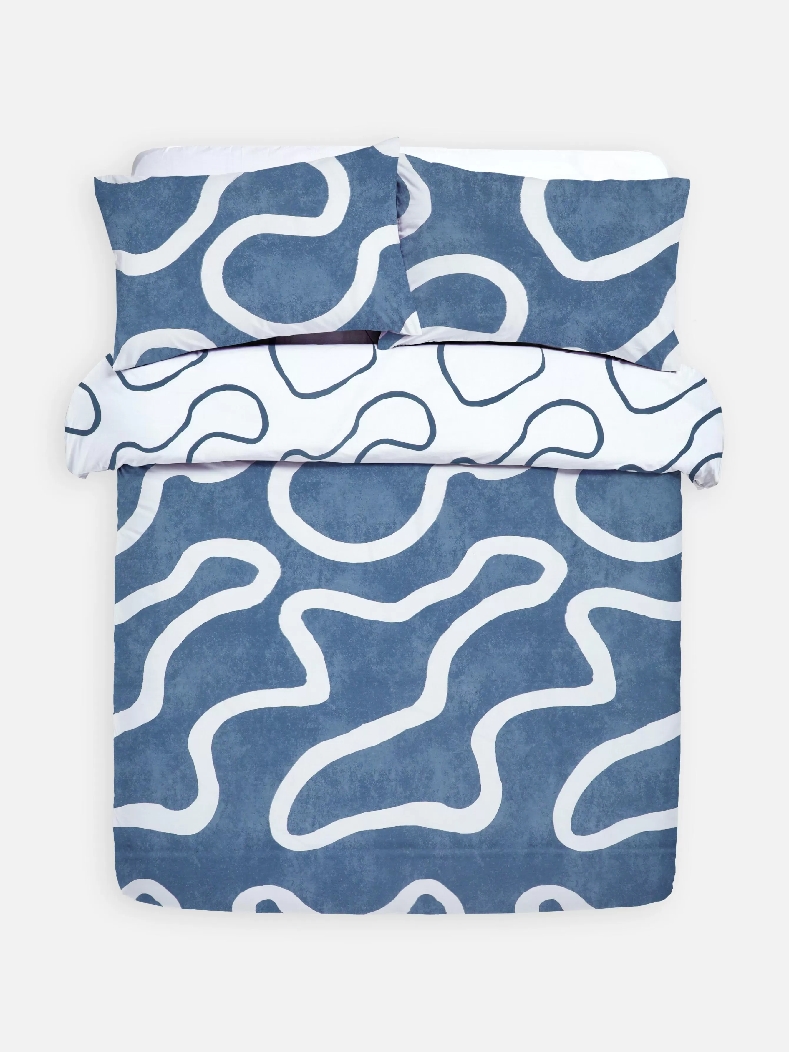 Cheap Primark Parure De Lit King Size à Motif Ondulé Bleu marine
