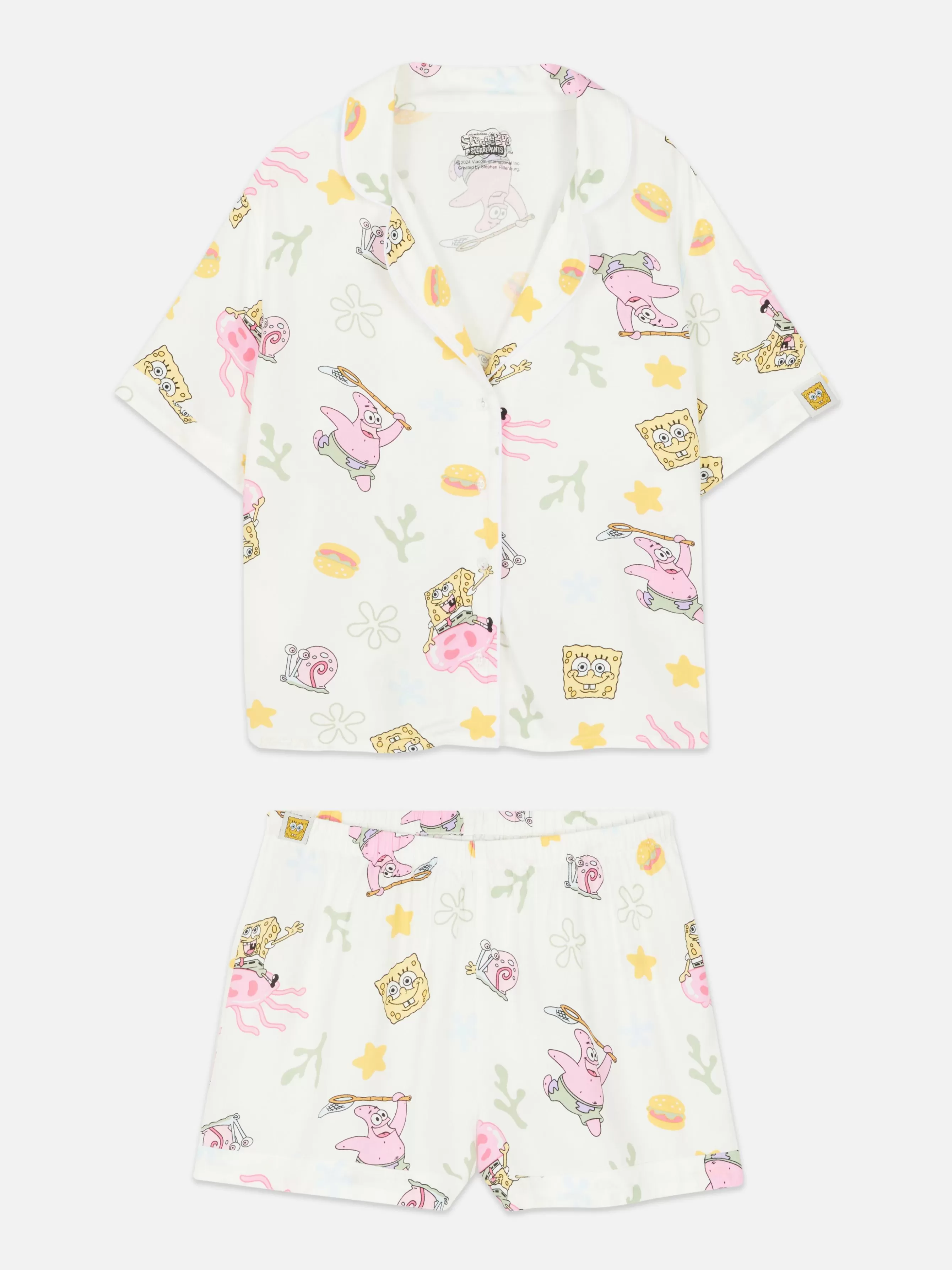 Clearance Primark Pyjama Short Et Chemise De Nuit Bob L'éponge Femme Ivoire