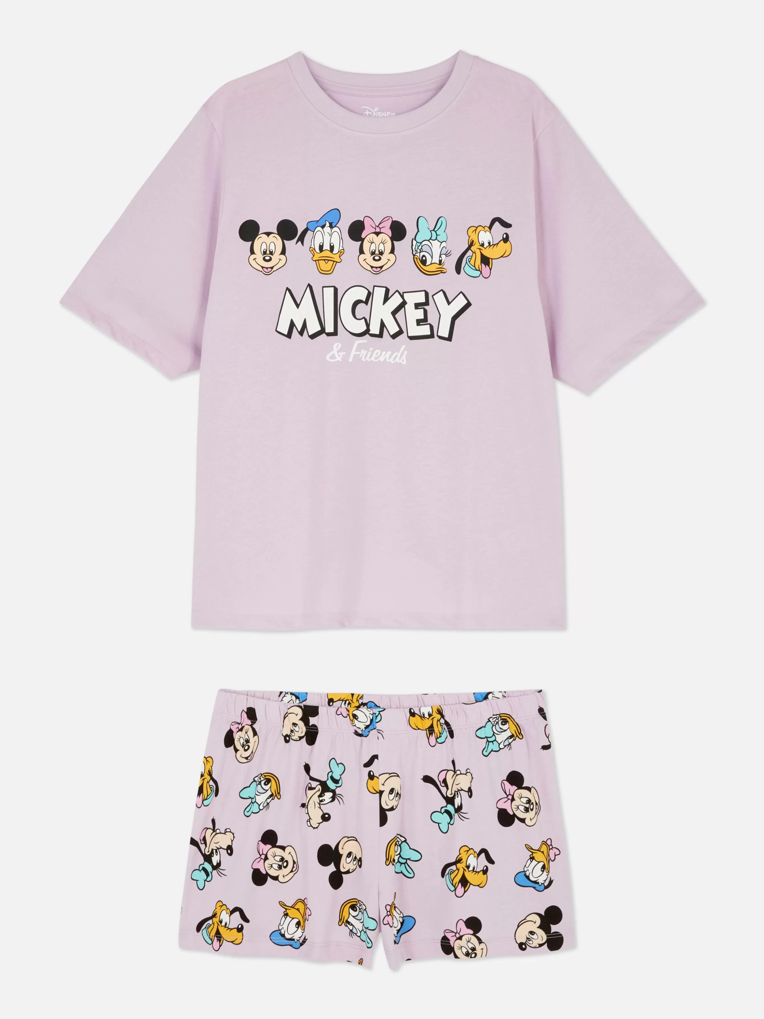 Clearance Primark Pyjama Short Et T-shirt Disney Mickey Mouse Et Ses Amis Lilas