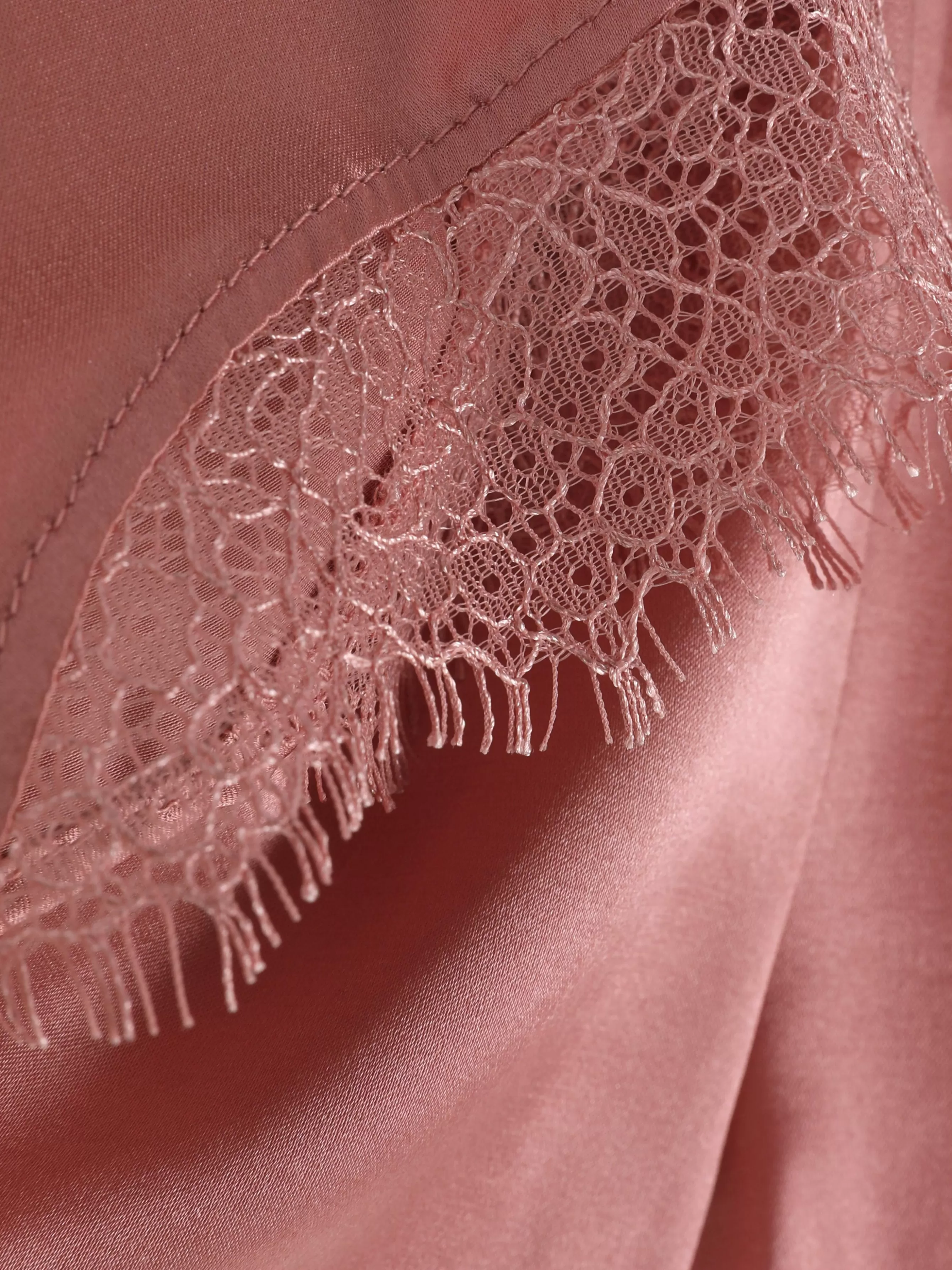 Fashion Primark Short De Pyjama En Soie Mélangée Avec Liseré En Dentelle Rose poudré