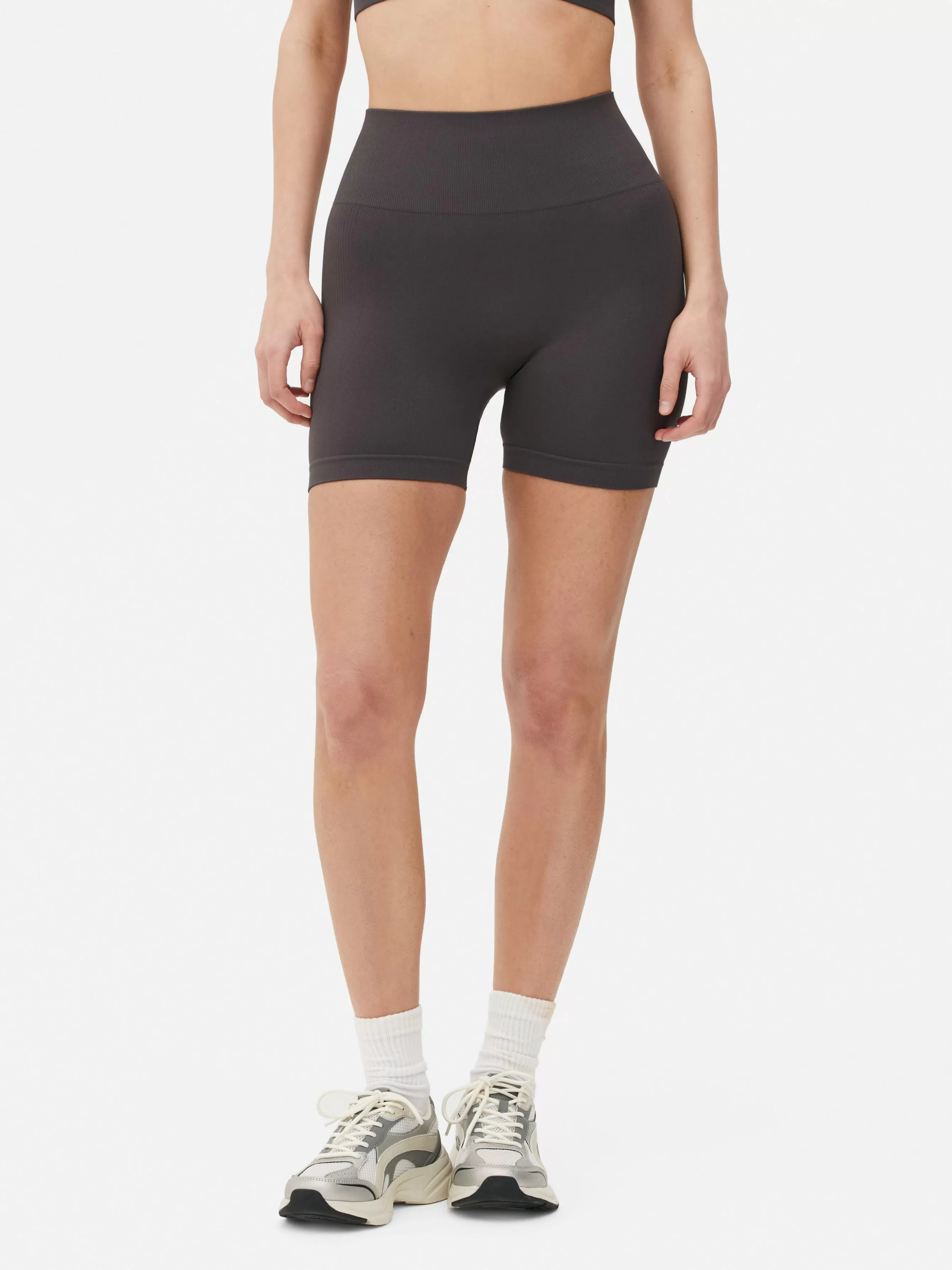 Fashion Primark Short De Sport Taille Haute Sans Couture Gris foncé