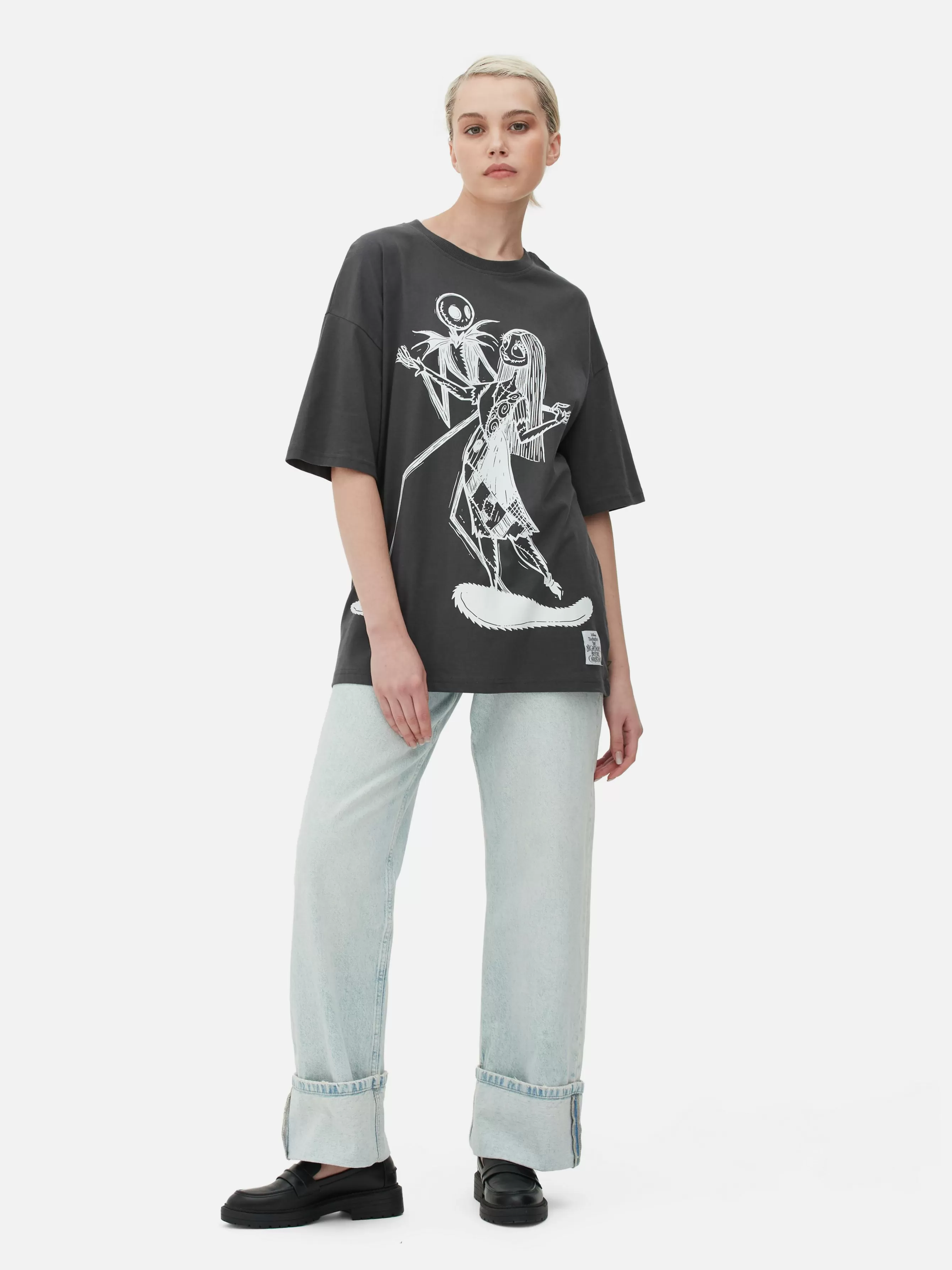 Fashion Primark T-shirt Oversize Disney L’Étrange Noël De Monsieur Jack De Tim Burton Anthracite