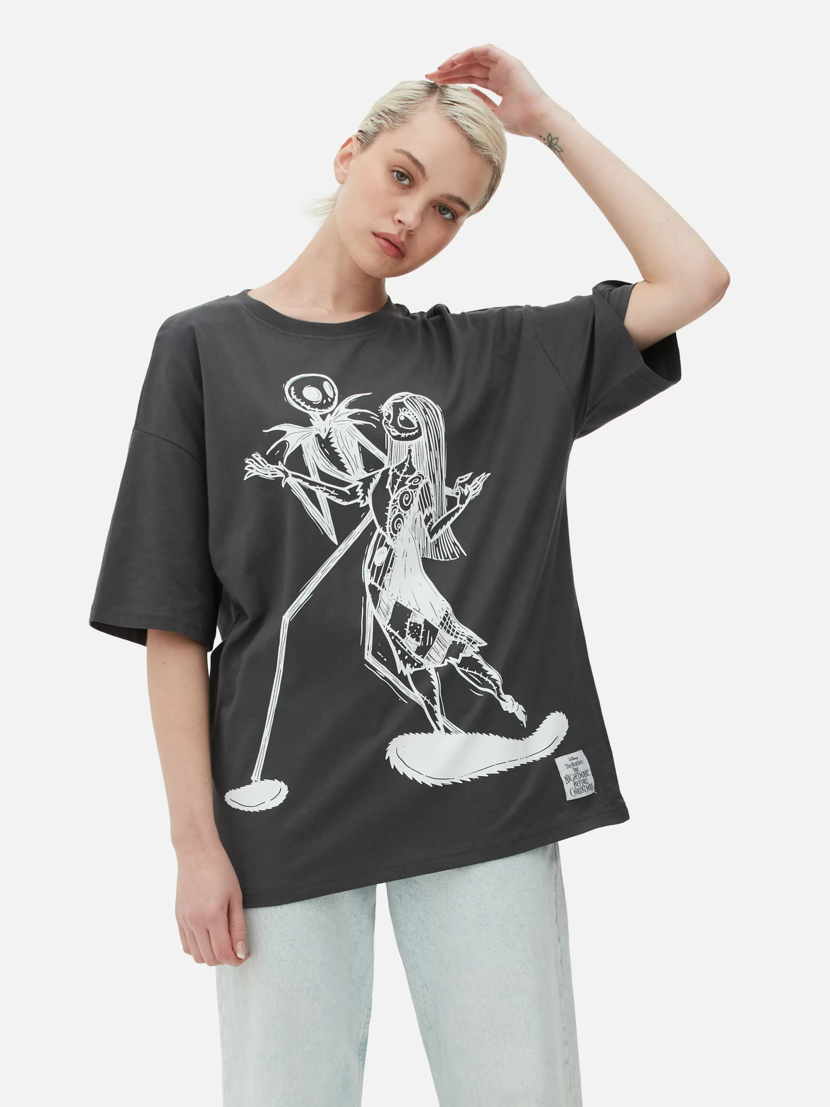 Fashion Primark T-shirt Oversize Disney L’Étrange Noël De Monsieur Jack De Tim Burton Anthracite