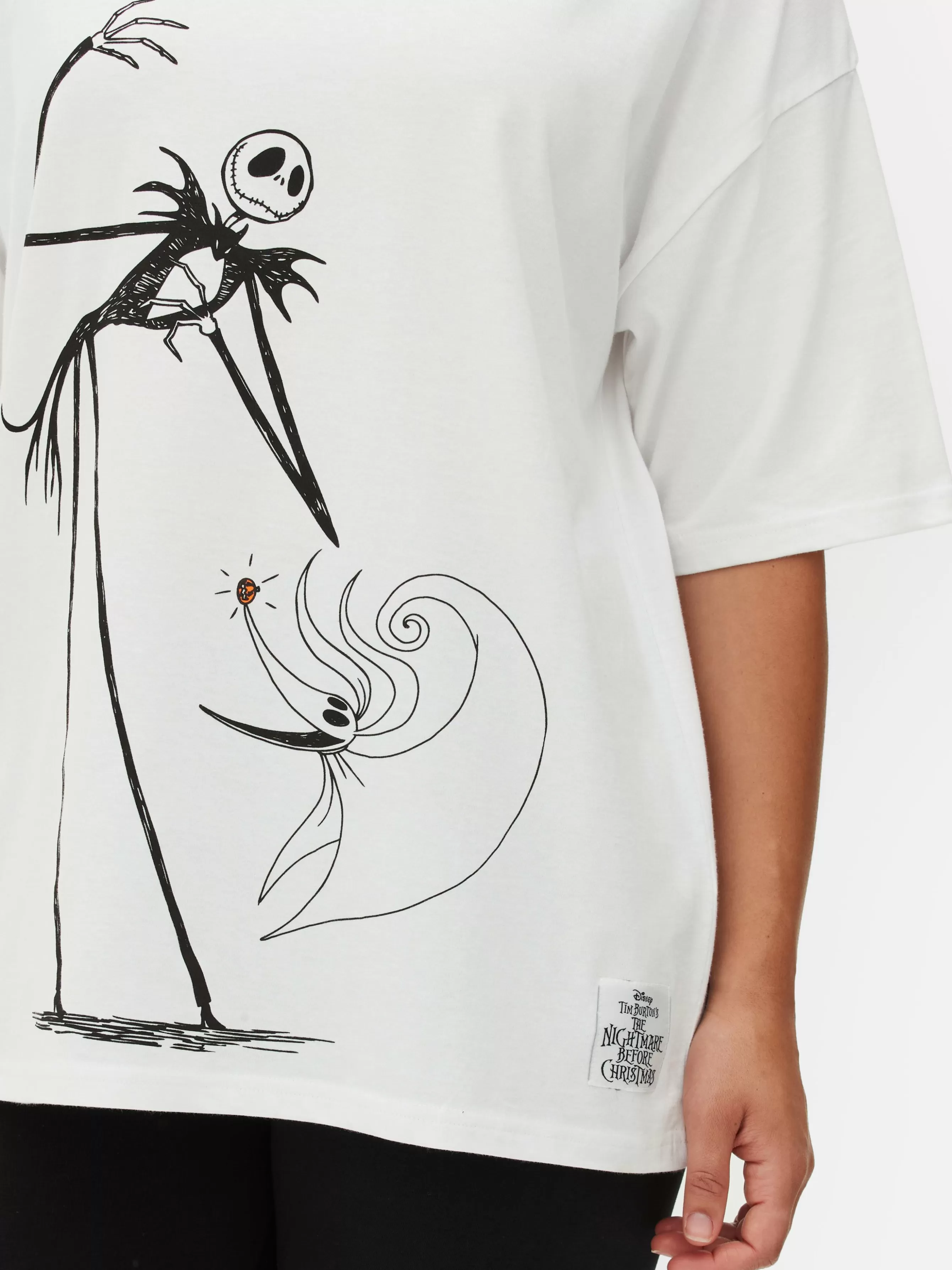 Sale Primark T-shirt Oversize Disney L’Étrange Noël De Monsieur Jack De Tim Burton Blanc